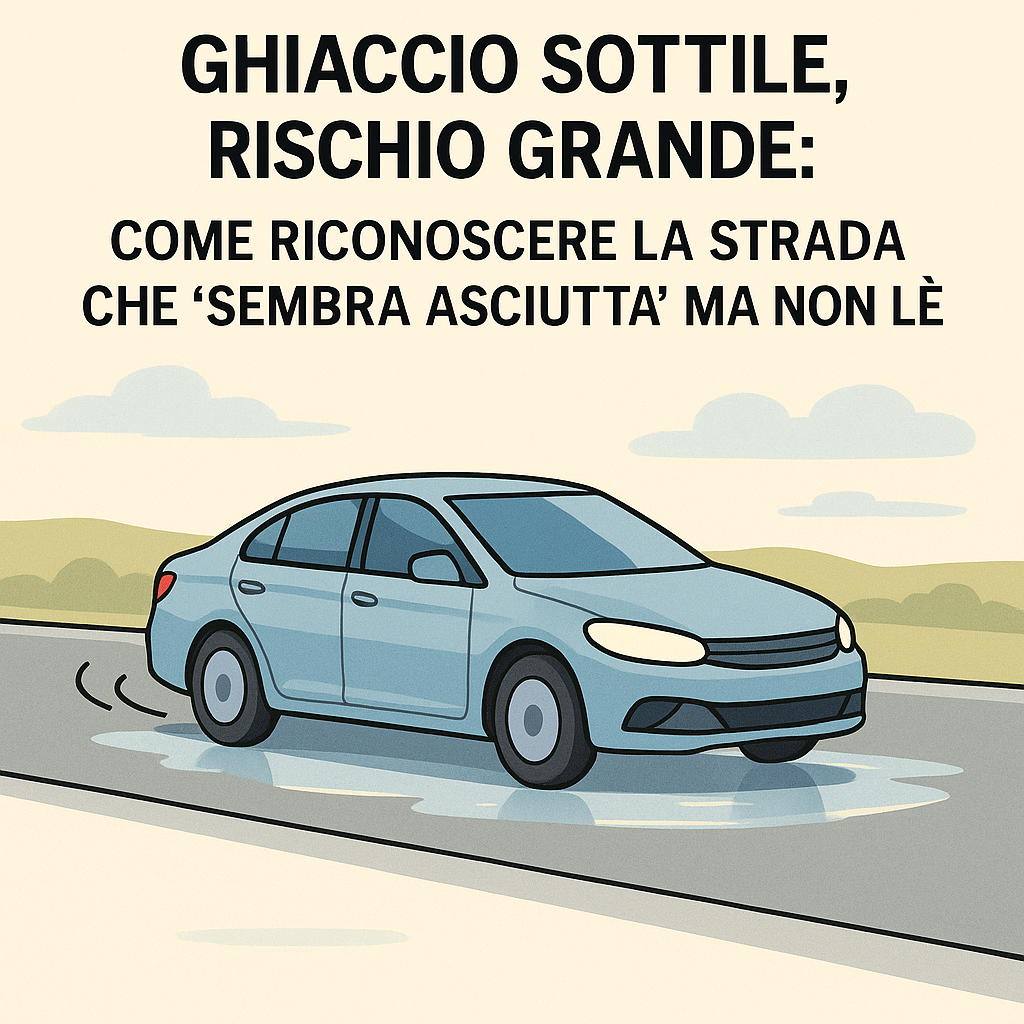 IMMAGINE BLOG DEL 12.11.2025 GHIACCIO SOTTILE RISCHIO GRANDE, COME RICONOSCERE LA STRADA CHE SEMBRA ASCIUTTA MA NON LO E’