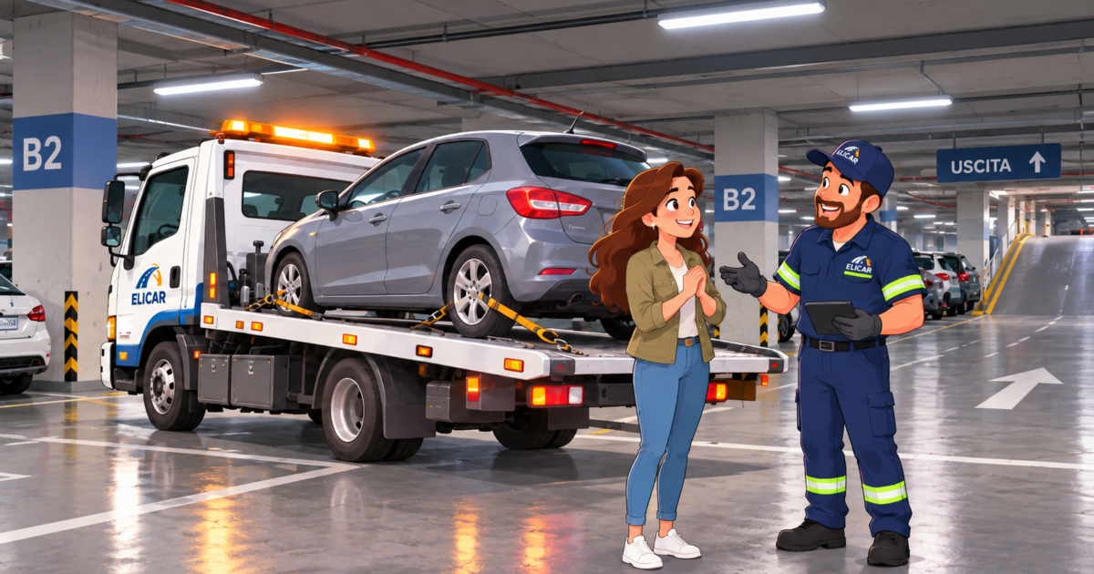 Recupero di un'auto in un garage sotterraneo